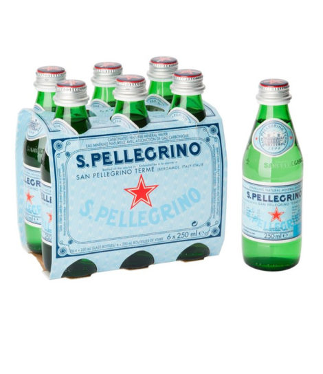 San Pellegrino Terme Sparkling Carbonated Natural Mineral Water – 250 ml (6 Bottles)