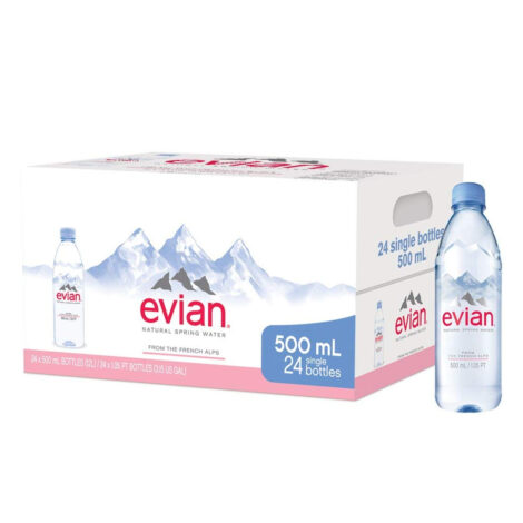 Evian Eau Natural Mineral Water Bottle,500ml [ 500ml x 24 Bottles]