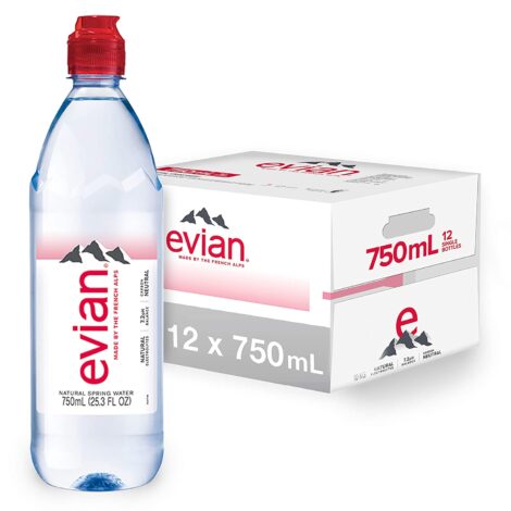 Evian Natural Mineral Water Bottle, 750 ml (pack of 12bottles)