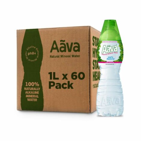 Aava Alkaline Natural Mineral Water - 1Ltr-Cupcap-[Pack of 60 Bottles]