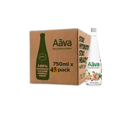 Aava Alkaline Natural Mineral Water - 750ml-glass- [Pack of 45 Bottles]