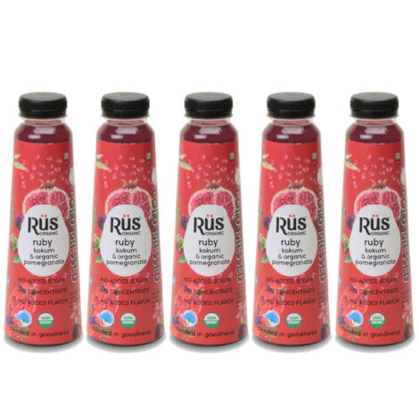 Rus Ruby - Organic Pomegranate Juice Kokum Booster 500ml (pack of 5)