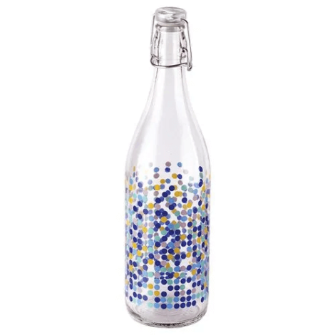 Cello Glass water Bottle - Circo Multicolor Polka Dots, 1 L