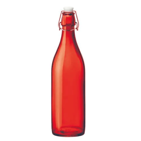 Treo Spray Glass Water Bottle With Cork - Red, 1L