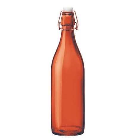 Treo Spray Glass water Bottle With Cork - Orange, 1L